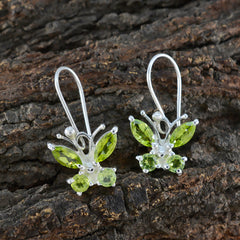 Luna Green Dangle Earrings with Butterfly Design