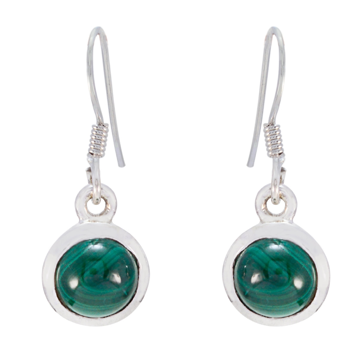 Luna Green Solitaire Earrings - Stylish Gemstone Jewelry Malachite Green Dangle