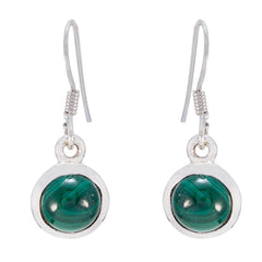 Luna Green Solitaire Earrings - Stylish Gemstone Jewelry Malachite Green Dangle
