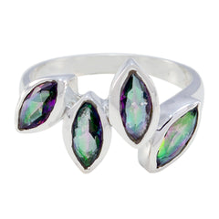 Patricia silver band multicolor gemstone statement ring with four marquise stones for bold style