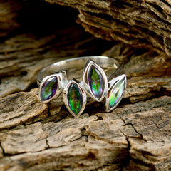 Patricia silver ring with four marquise multicolor stones set like leaves on band multicolor gemstone statement ring