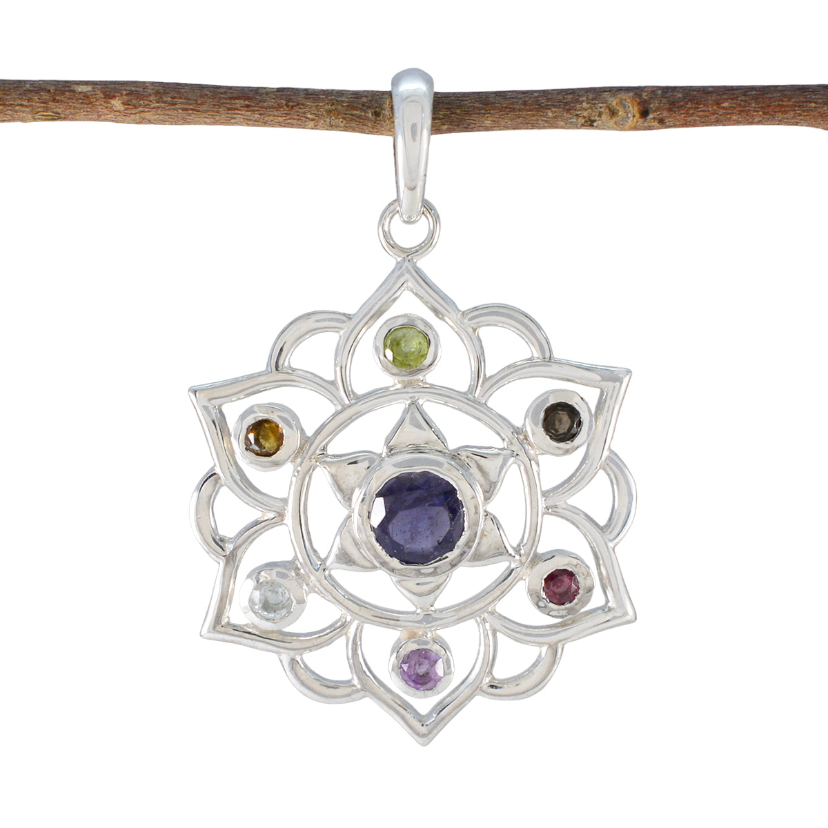 Luna Multicolor Pendant India - Gemstone Elegance Multi Stone multicolor Multicolor