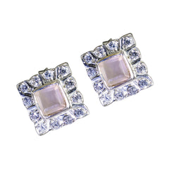 Luna Pink Stud Earrings with Elegant Gemstone Design