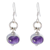 Luna Purple Dangle Earrings - Vibrant Silver Jewelry Amethyst Purple Dangle