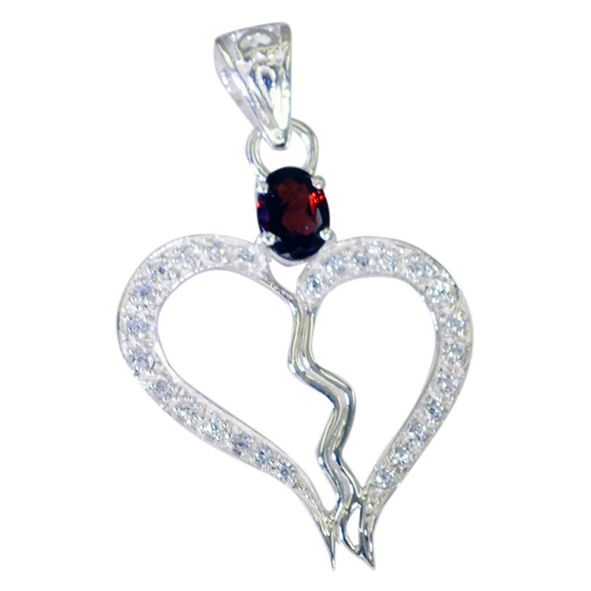 Luna Red Pendant with Heart Design and Gemstone Accents Garnet Red Red