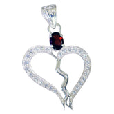 Luna Red Pendant with Heart Design and Gemstone Accents Garnet Red Red