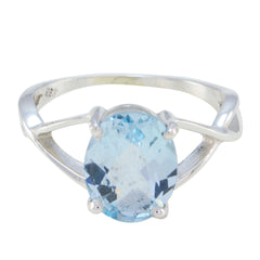 Xiu Luxurious Blue Solitaire Ring in Silver Elegance