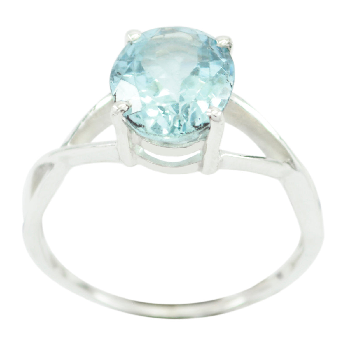 Xiu Luxurious Blue Solitaire Ring in Silver Elegance Blue Topaz Blue