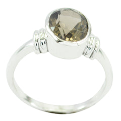 Mila Luxurious Brown Solitaire Ring with Silver Band