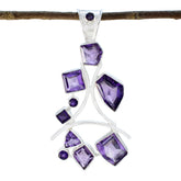 Tereza Luxurious Gemstone Pendant in Silver Amethyst Purple Purple