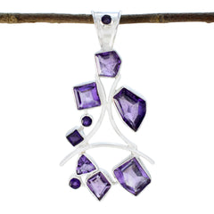 Tereza Luxurious Gemstone Pendant in Silver Amethyst Purple Purple