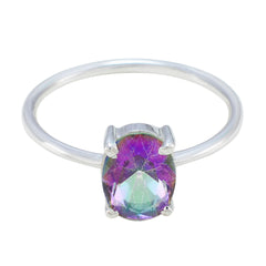 Zazlle Luxurious Gemstone Ring for Everyday Elegance Mystic Quartz Multicolor
