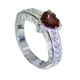 Ines Luxurious Red Gemstone Ring with Silver Band Garnet Red