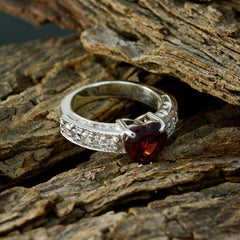 Ines Luxurious Red Gemstone Ring with Silver Band