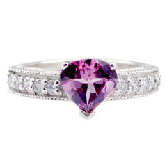 Ines Luxurious Red Gemstone Ring with Silver Band