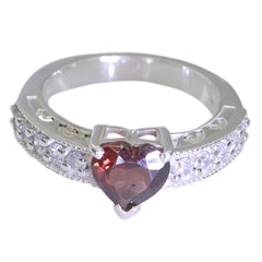 Ines Luxurious Red Gemstone Ring with Silver Band