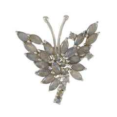 Leah Luxurious Statement Pendant Butterfly Design Labradorite Grey Grey