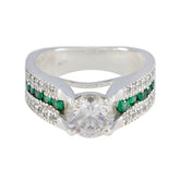 Elena Luxurious White Halo Ring with Emerald Accents Cubic zirconia CZ White
