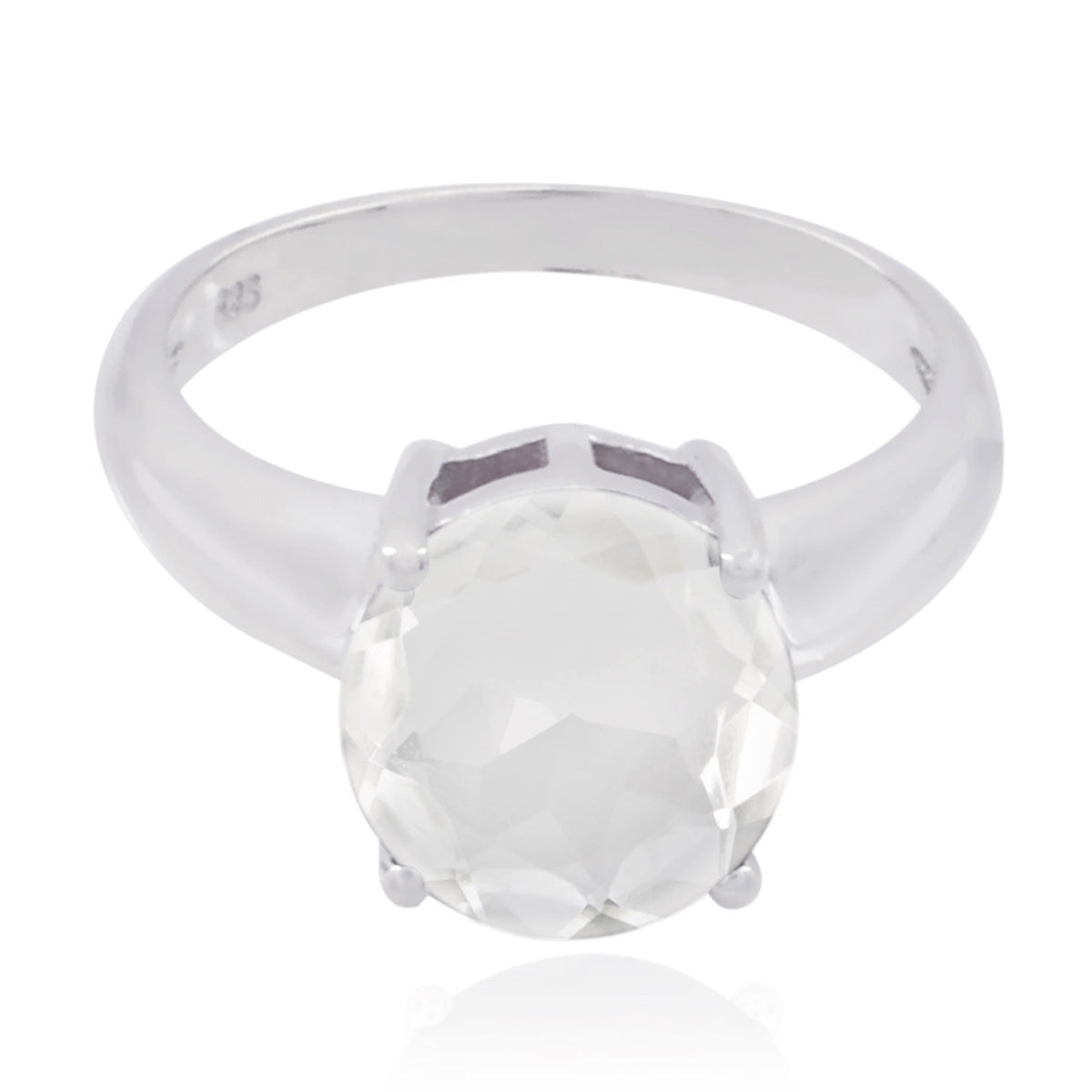 Zazlle Luxurious White Solitaire Ring for Everyday Glam Crystal Quartz White