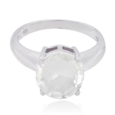 Zazlle Luxurious White Solitaire Ring for Everyday Glam Crystal Quartz White