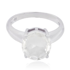 Zazlle Luxurious White Solitaire Ring for Everyday Glam Crystal Quartz White