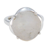Abigail Luxurious White Solitaire Ring Rainbow Moonstone White