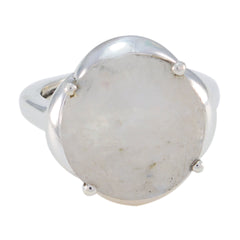 Abigail Luxurious White Solitaire Ring Rainbow Moonstone White