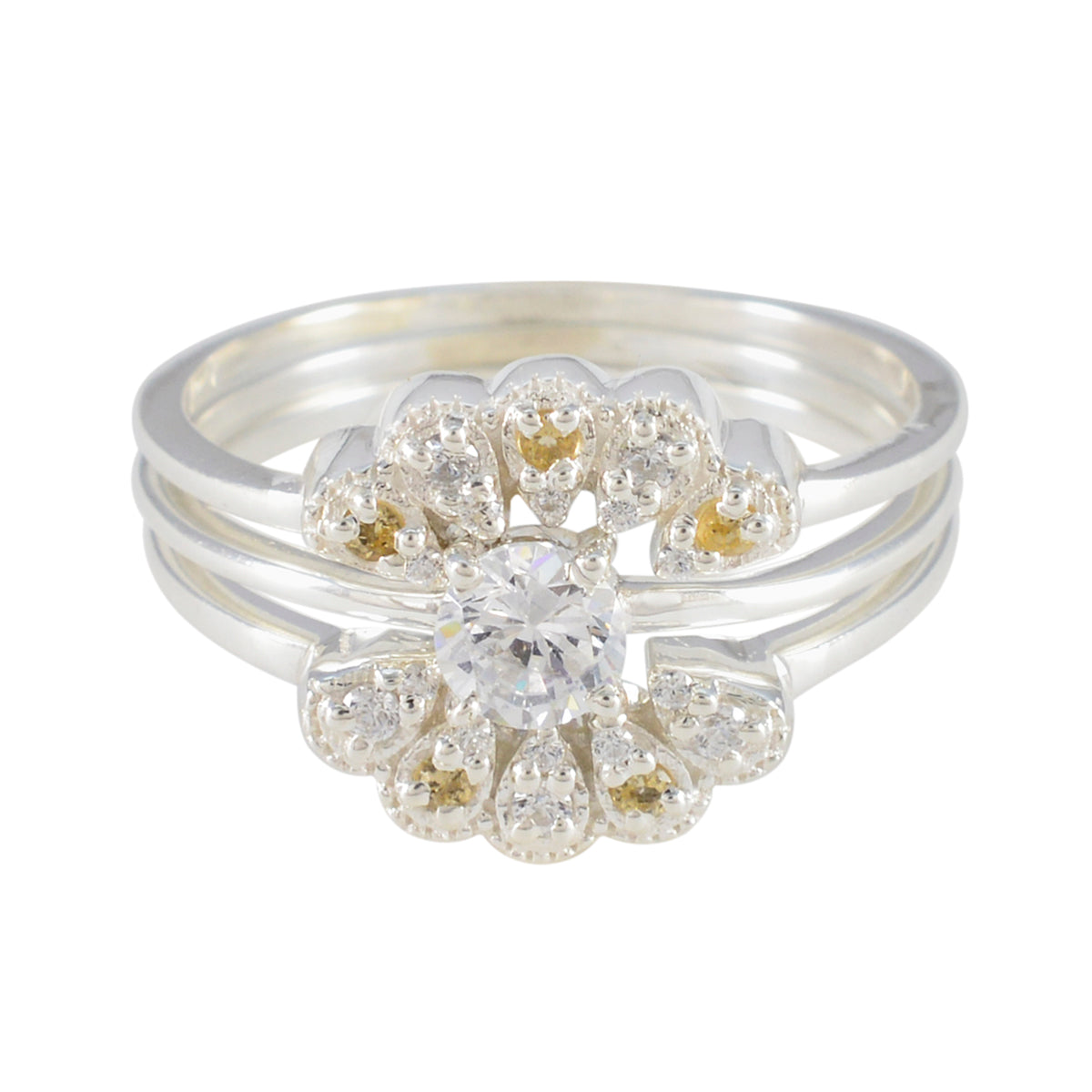 Zazlle Luxurious Yellow Halo Ring for Glamorous Style Citrine CZ Yellow