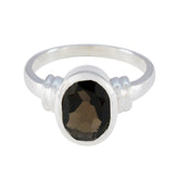 Mila Luxurious Brown Solitaire Ring with Silver Band smoky quartz Brown