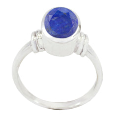 Natalie Luxury Blue Solitaire Ring with Sterling Silver