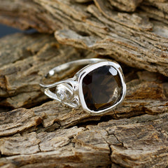 Anna Luxury Brown Solitaire Ring with Sterling Silver