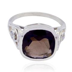 Anna Luxury Brown Solitaire Ring with Sterling Silver smoky quartz Brown