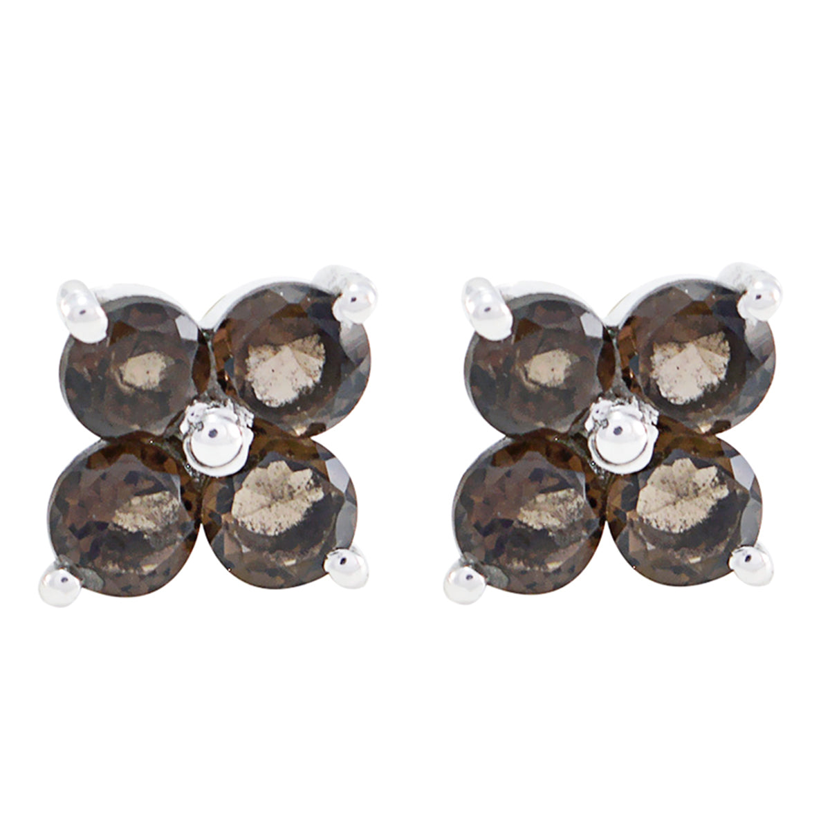 Mariana Brown Stud Earrings for Everyday Glam Smoky Quartz Brown Stud