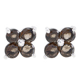 Mariana Brown Stud Earrings for Everyday Glam Smoky Quartz Brown Stud