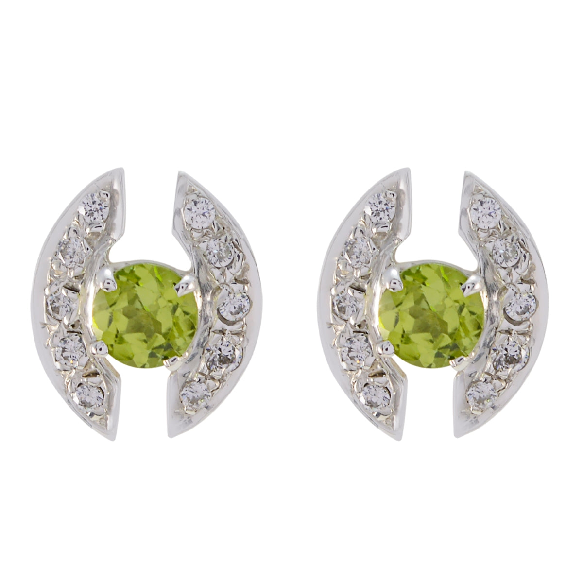 Mariana Green Stud Earrings with Sparkling Details Peridot Green Stud