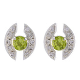 Mariana Green Stud Earrings with Sparkling Details Peridot Green Stud