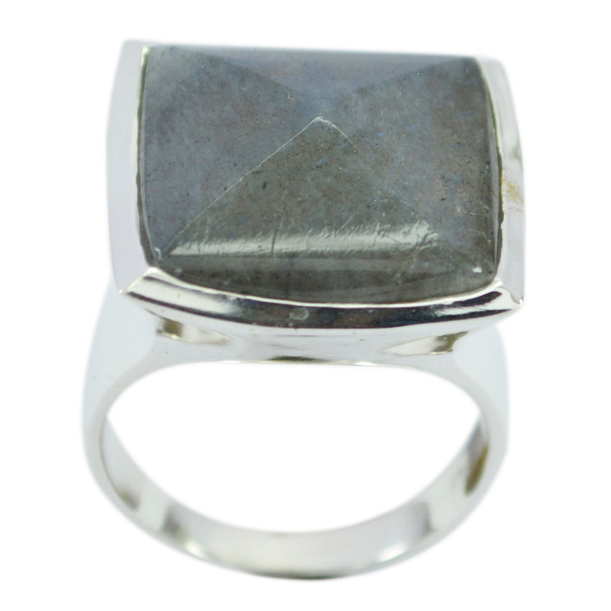 Mariana Traditional Grey Solitaire Ring Labradorite Gray