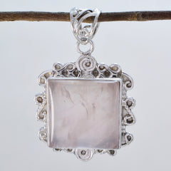 Marie Pink Statement Pendant with Elegant Silver Frame