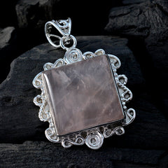 Marie Pink Statement Pendant with Elegant Silver Frame
