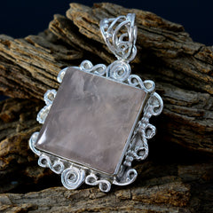 Marie Pink Statement Pendant with Elegant Silver Frame