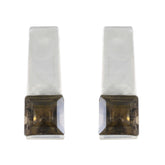 Mathilde Brown Solitaire Stud Earring for Everyday Glam Smoky Quartz Brown Stud