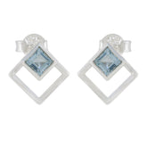 Maya Blue Solitaire Earrings for a Stylish Look Blue Topaz Blue Stud