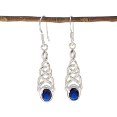 Mei Blue Solitaire Earrings for Stylish Everyday Wear Blue Sapphire CZ Blue Dangle