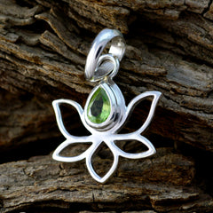 Mei Green Pendant Lotus Design with Gemstone Charm