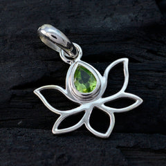 Mei Green Pendant Lotus Design with Gemstone Charm