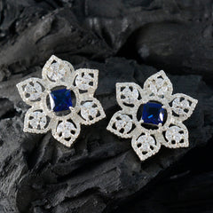 Mei Blue Stud Earrings - Elegant Floral Design