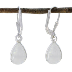 Mia White Solitaire Earrings for Elegant Style Rainbow Moonstone White Dangle