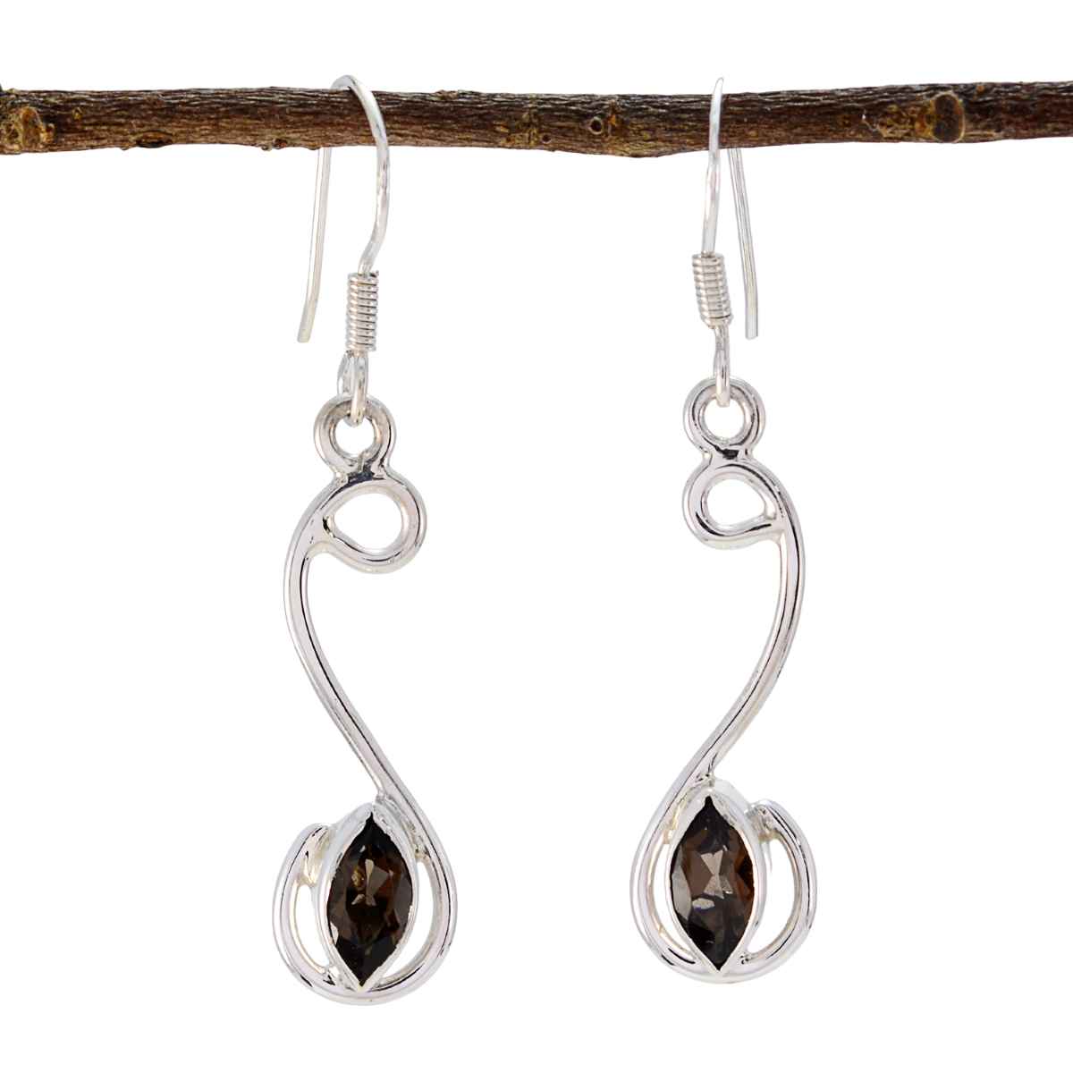 Micaela Brown Dangle Earrings for Stylish Looks Smoky Quartz Brown Dangle
