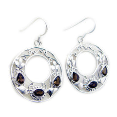 Micaela Brown Dangle Earrings - Chic Silver Design