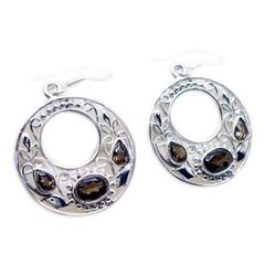 Micaela Brown Dangle Earrings - Chic Silver Design